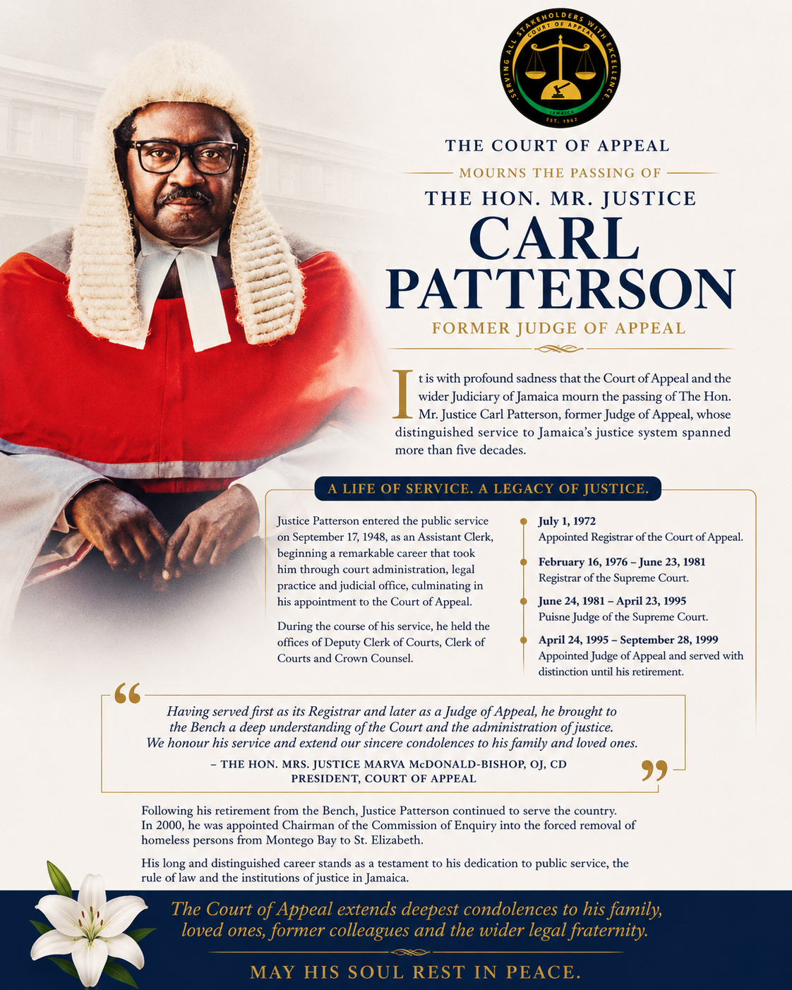Tribute to Justice Carl Patterson